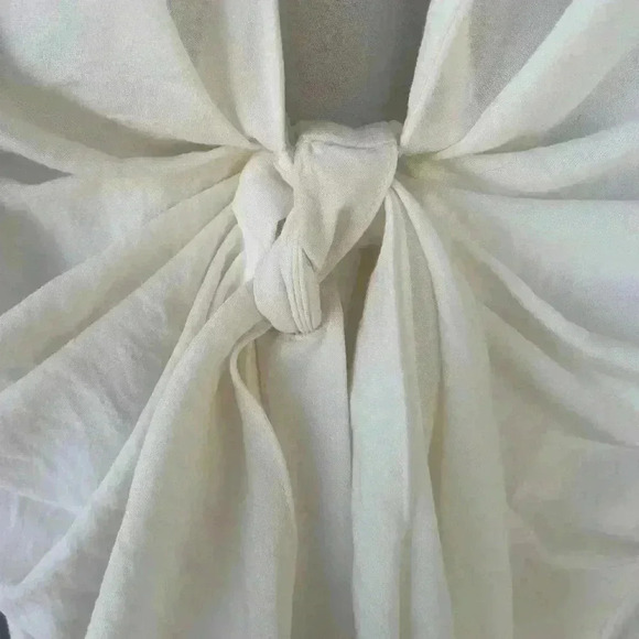 Choosy women’s draped cream ivory low Deep Plunge collar long sleeve button down - Picture 11 of 12